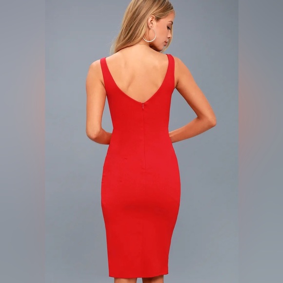 NWT Lulu’s Iconic Moment Red Bodycon Midi Dress - Picture 2 of 9